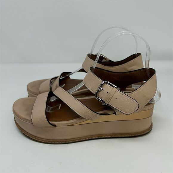 Naturalizer Strappy Platform Sandals Beige Faux Leather Size 9.5 Casual Summer - Picture 6 of 13